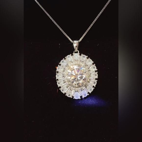 5 Carat Moissanite 925 Sterling Silver Necklace - Picture 1 of 9
